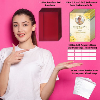 Customised Retirement Farewell Party Invitation Cards with Photo Pack of 12 with Envelopes