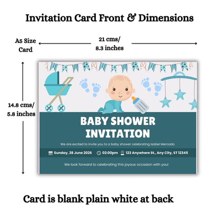 Customised Baby Shower Ceremony Invitation Cards Pack of 12 with Envelopes