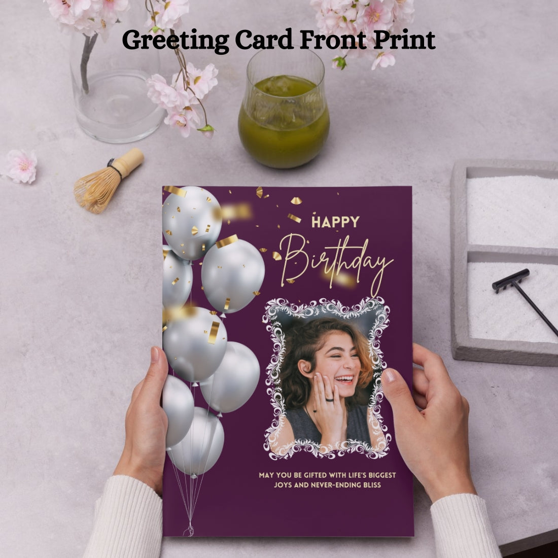 Photo Birthday Greeting Card with Inside Custom Text