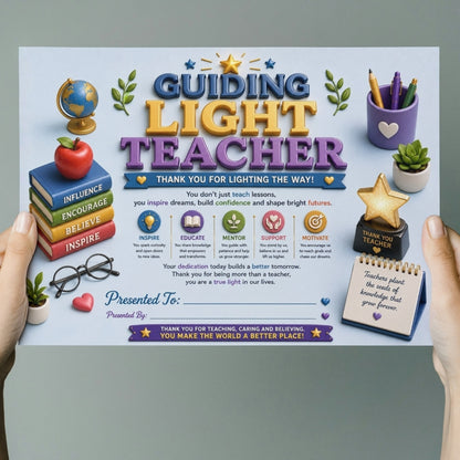Best Teacher Certificate – A4 Teacher Appreciation Award Certificate for Teachers | Premium Printed Thank You Gift