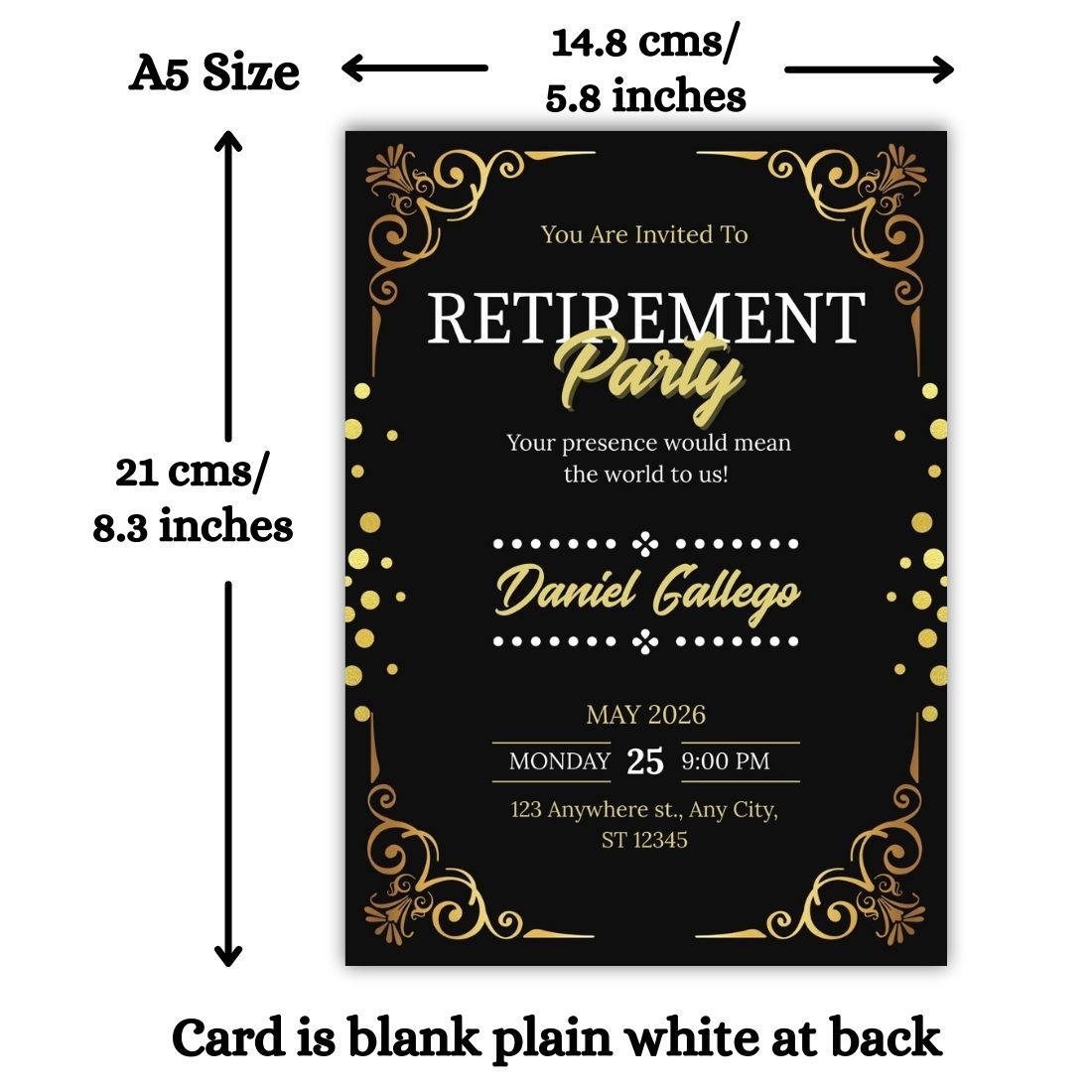 Customised Retirement Farewell Party Invitation Cards Pack of 12 with Envelopes