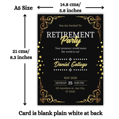 Customised Retirement Farewell Party Invitation Cards Pack of 12 with Envelopes