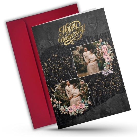 Customised Wedding Anniversary Greeting Card with Photos | Preprinted Inside Message
