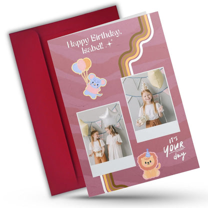 Photo Birthday Greeting Card with Inside Custom Text