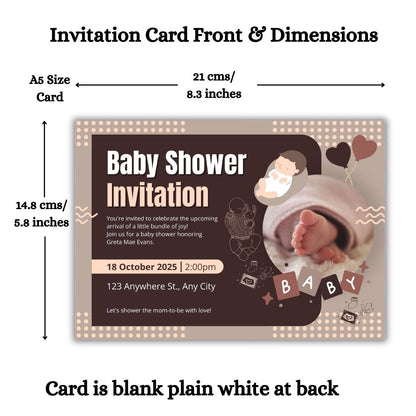 Customised Baby Shower Ceremony Invitation Cards Pack of 12 with Envelopes
