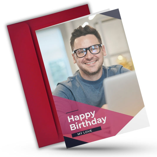 Birthday Greeting Card with Photo for Husband Hubby Boyfirend | Preprinted Inside Message