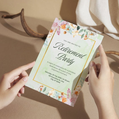 Customised Retirement Farewell Party Invitation Cards Pack of 12 with Envelopes