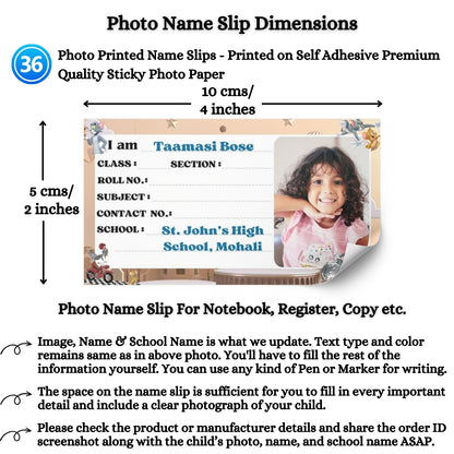 Kids Photo Name Slips Pack of 36