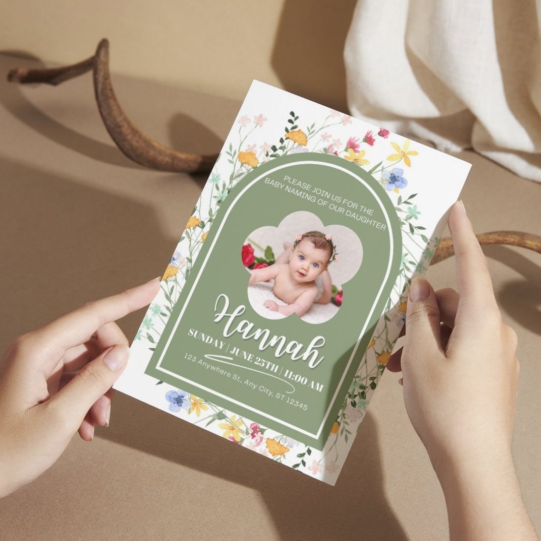 Customised Baby Naming Ceremony Photo Invitation Cards Pack of 12 with Envelopes