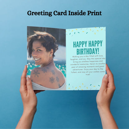 Photo Birthday Greeting Card with Inside Custom Text