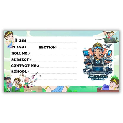 Kids Name Slips Cartoon Printed - Pack of 36 - Self Fill in