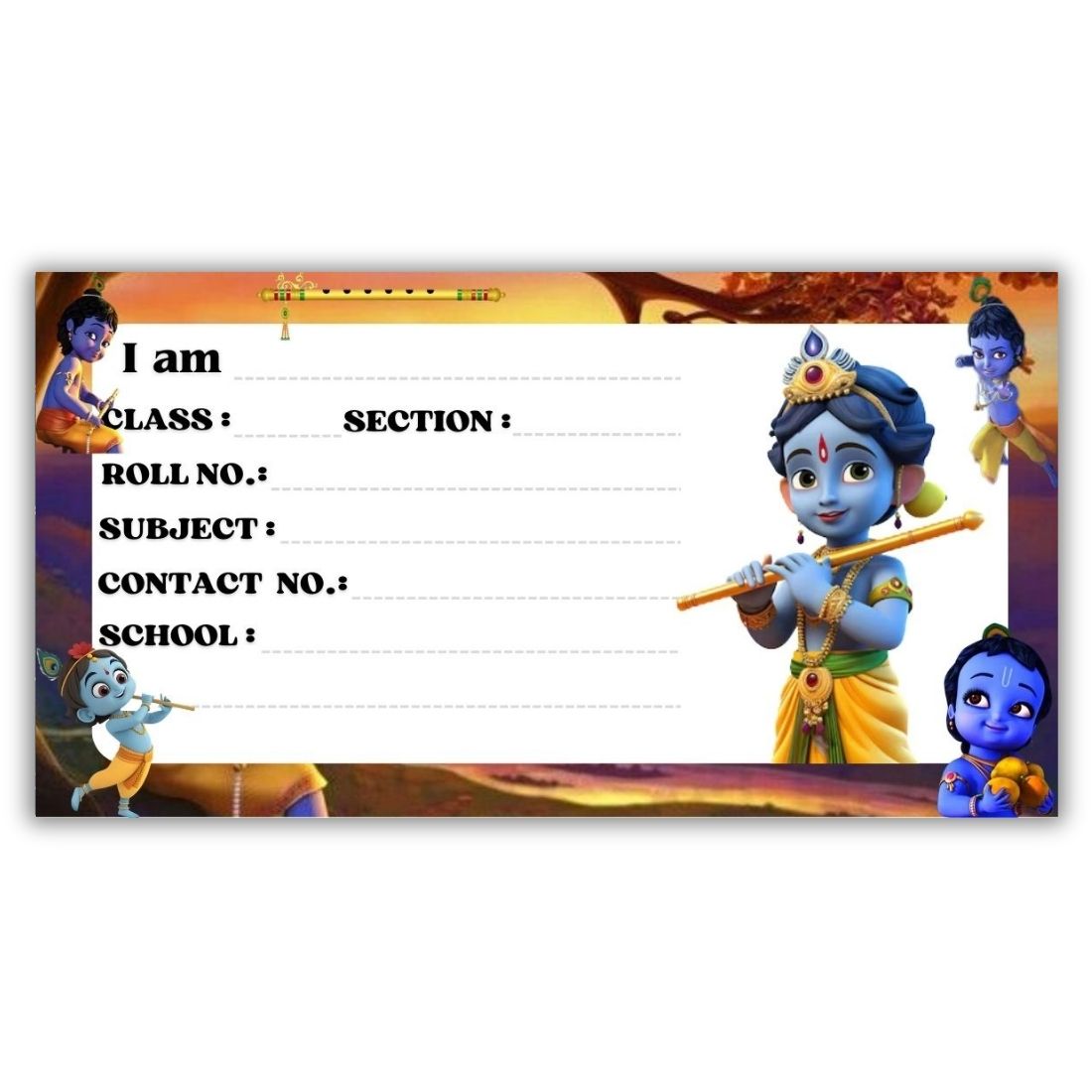 Kids Name Slips Cartoon Printed - Pack of 36 - Self Fill in