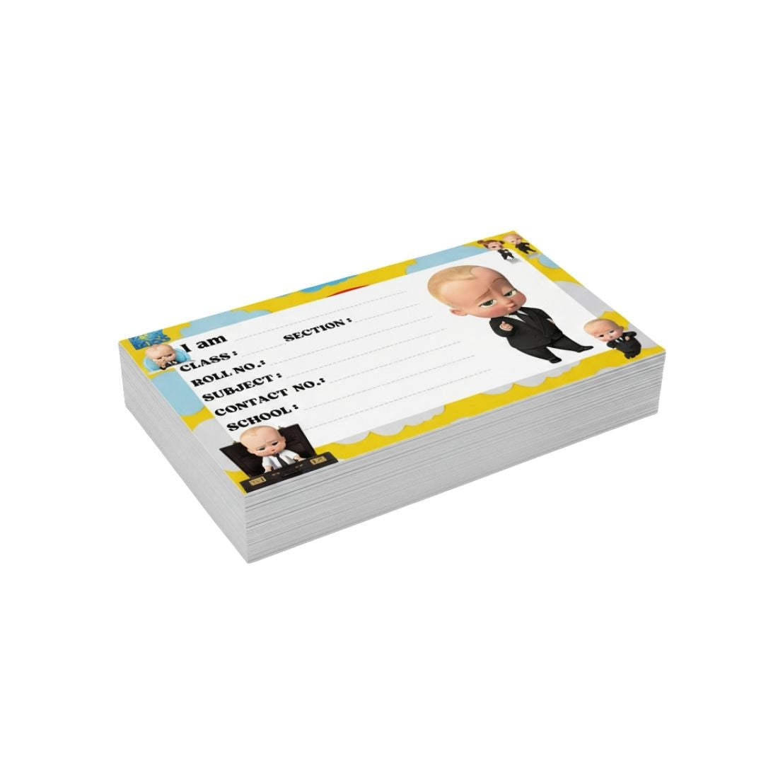 Kids Name Slips Cartoon Printed - Pack of 36 - Self Fill in