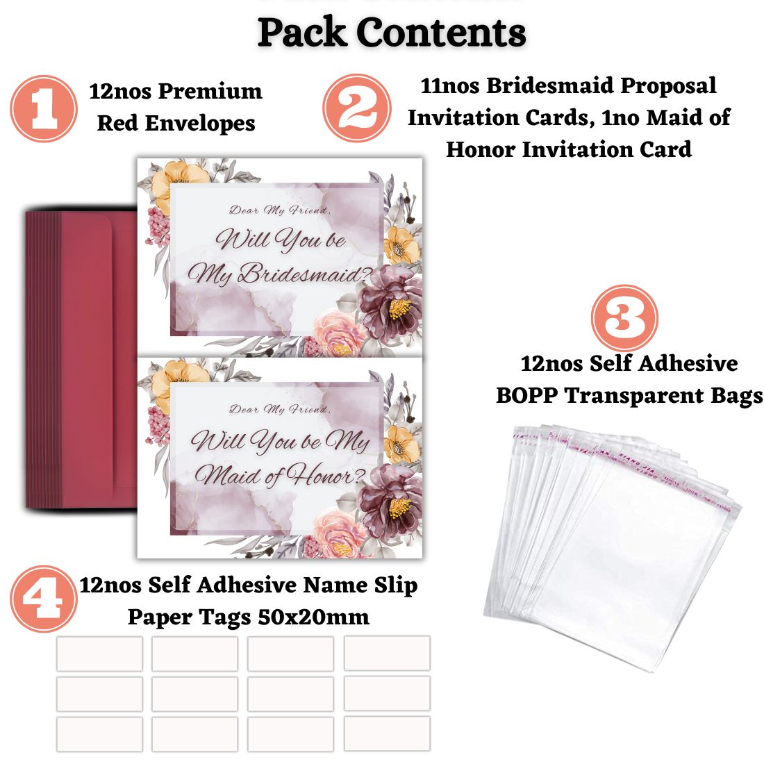 Bridesmaid Proposal Invitation Cards 5.8x8.3inch | Wedding Invite