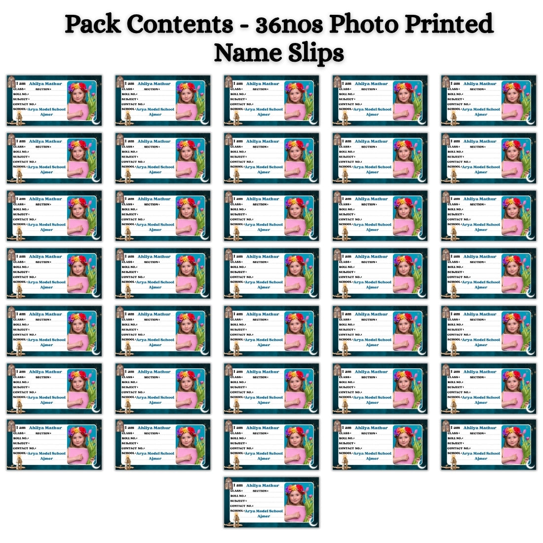 Kids Photo Name Slips Pack of 36