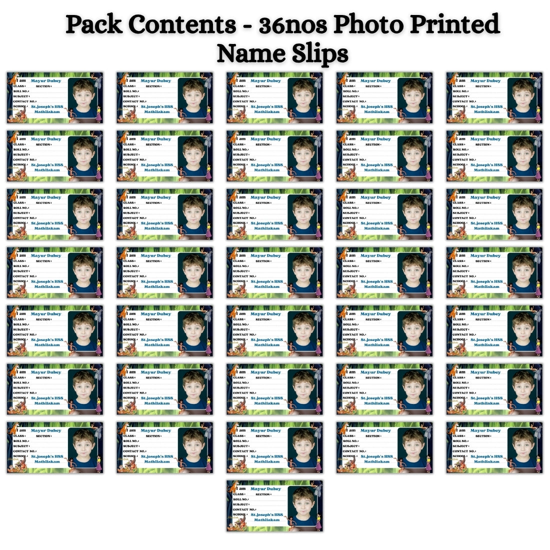 Kids Photo Name Slips Pack of 36