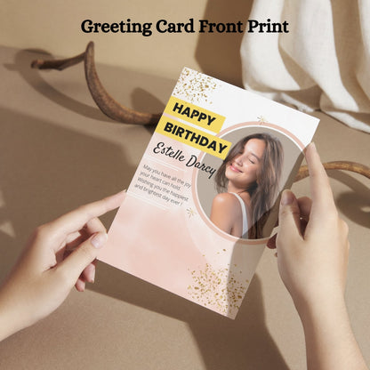 Photo Birthday Greeting Card with Inside Custom Text