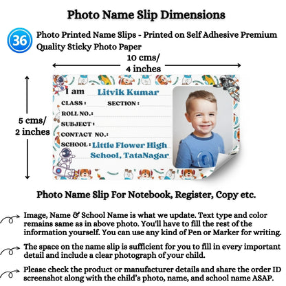Kids Photo Name Slips Pack of 36