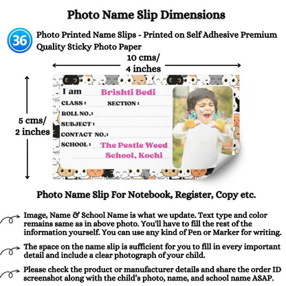 Kids Photo Name Slips Pack of 36
