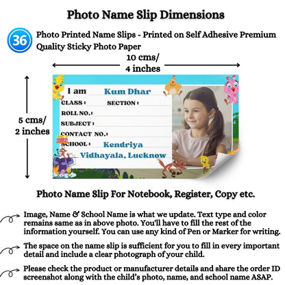 Kids Photo Name Slips Pack of 36