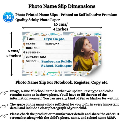 Kids Photo Name Slips Pack of 36