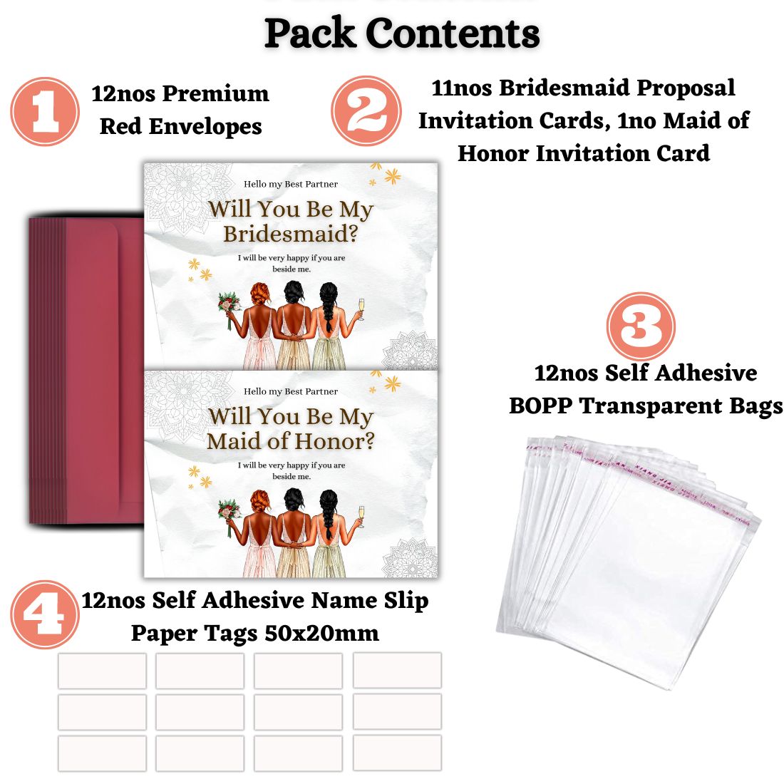Bridesmaid Proposal Invitation Cards 5.8x8.3inch | Wedding Invite