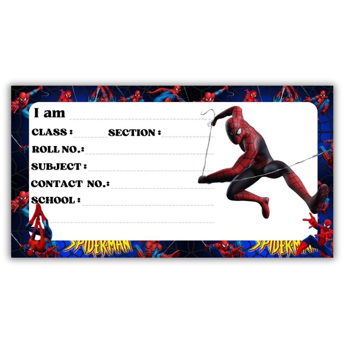 Kids Name Slips Cartoon Printed - Pack of 36 - Self Fill in