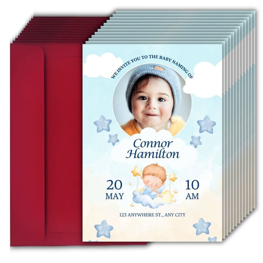 Customised Baby Naming Ceremony Photo Invitation Cards Pack of 12 with Envelopes