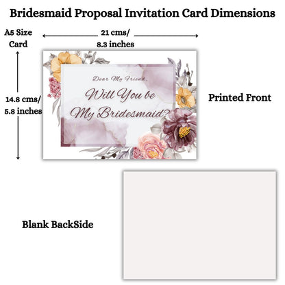 Bridesmaid Proposal Invitation Cards 5.8x8.3inch | Wedding Invite