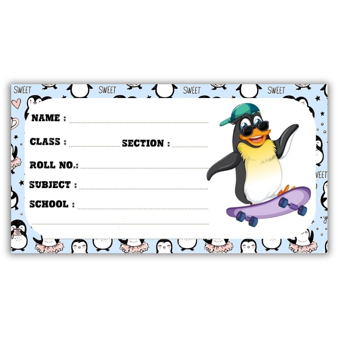 Kids Name Slips Cartoon Printed - Pack of 36 - Self Fill in
