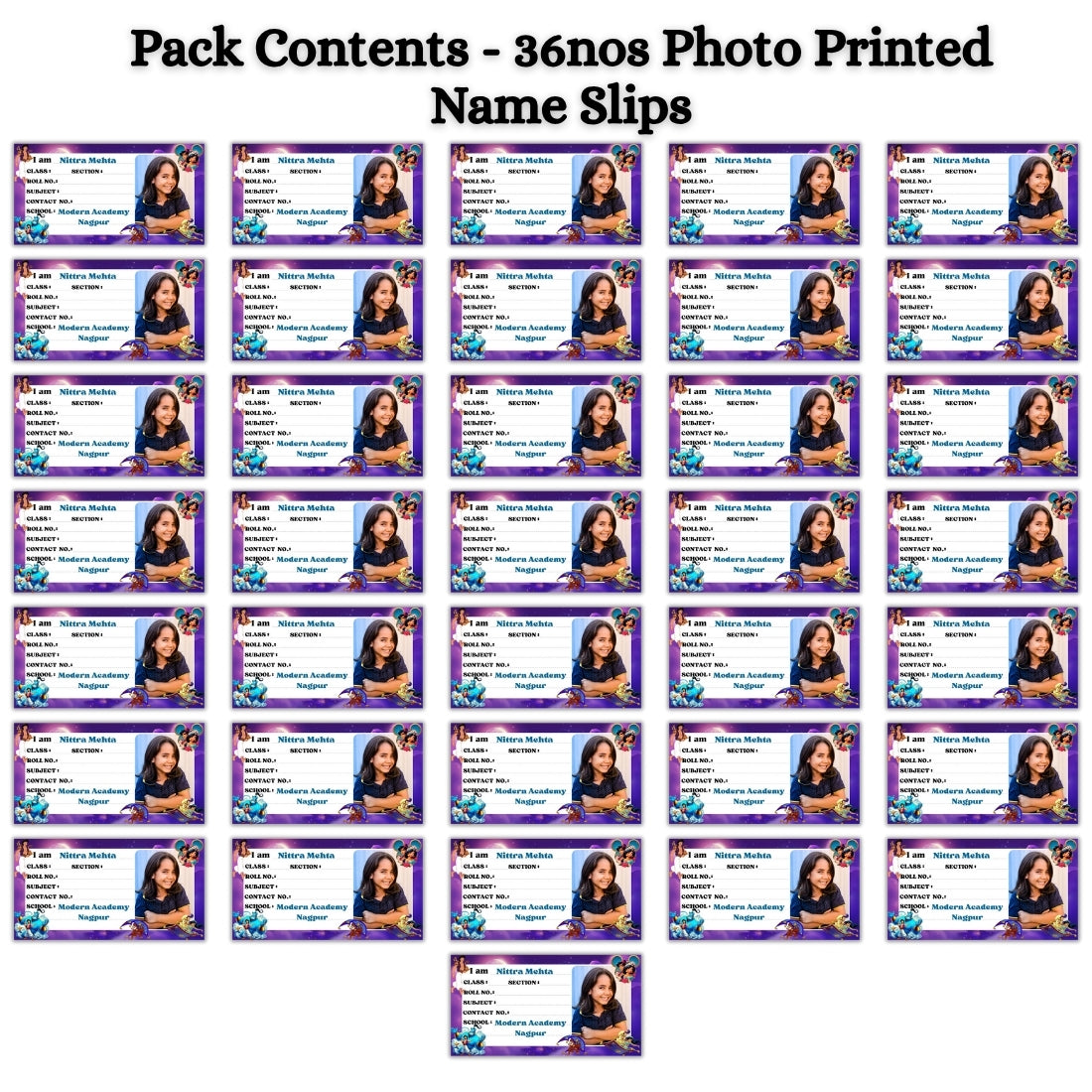 Kids Photo Name Slips Pack of 36