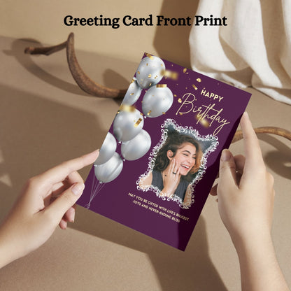 Photo Birthday Greeting Card with Inside Custom Text