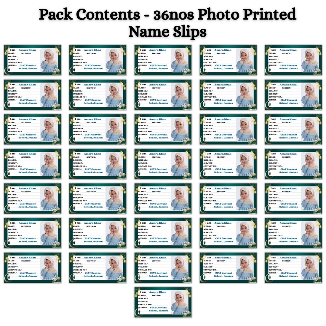 Kids Photo Name Slips Pack of 36