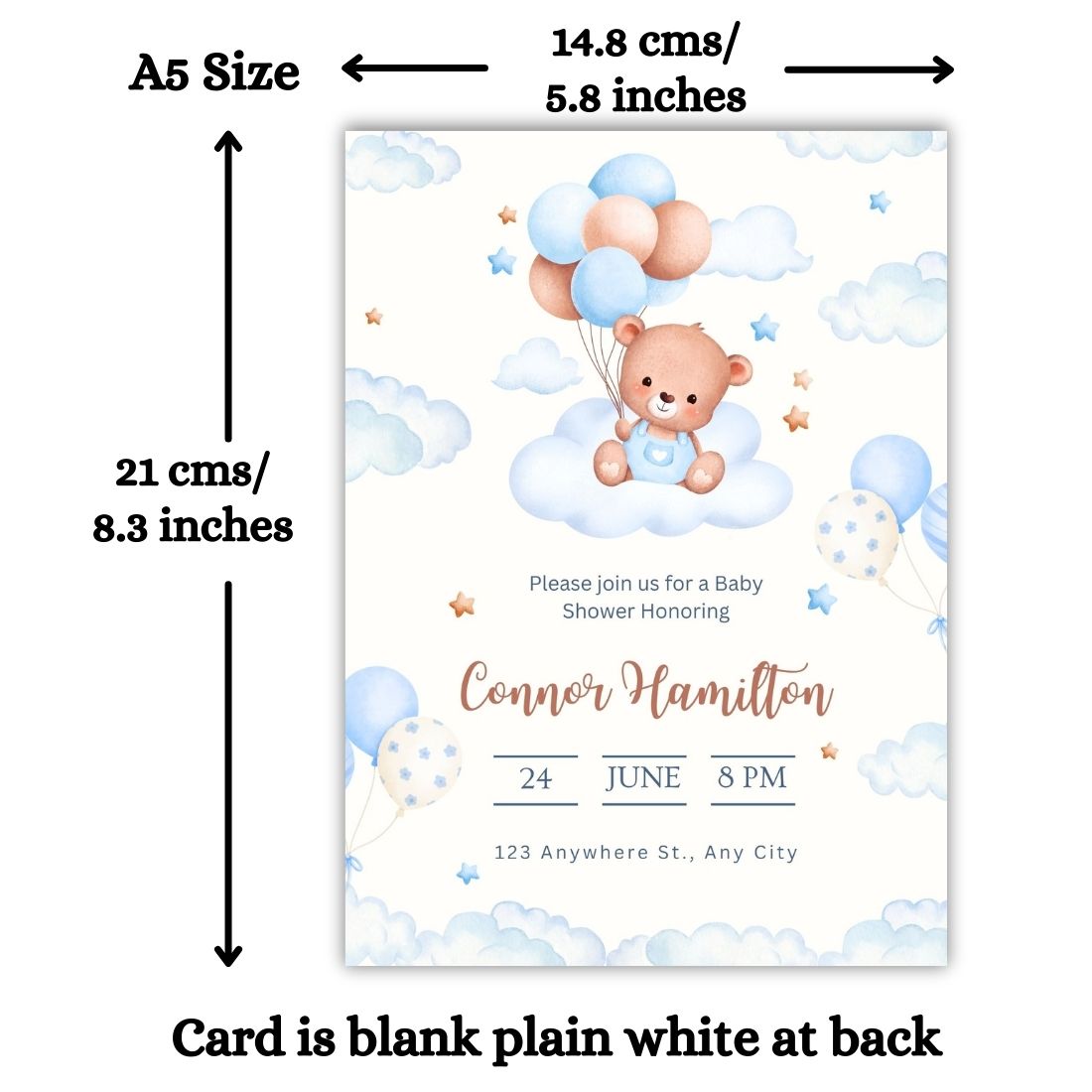 Customised Baby Shower Ceremony Invitation Cards Pack of 12 with Envelopes
