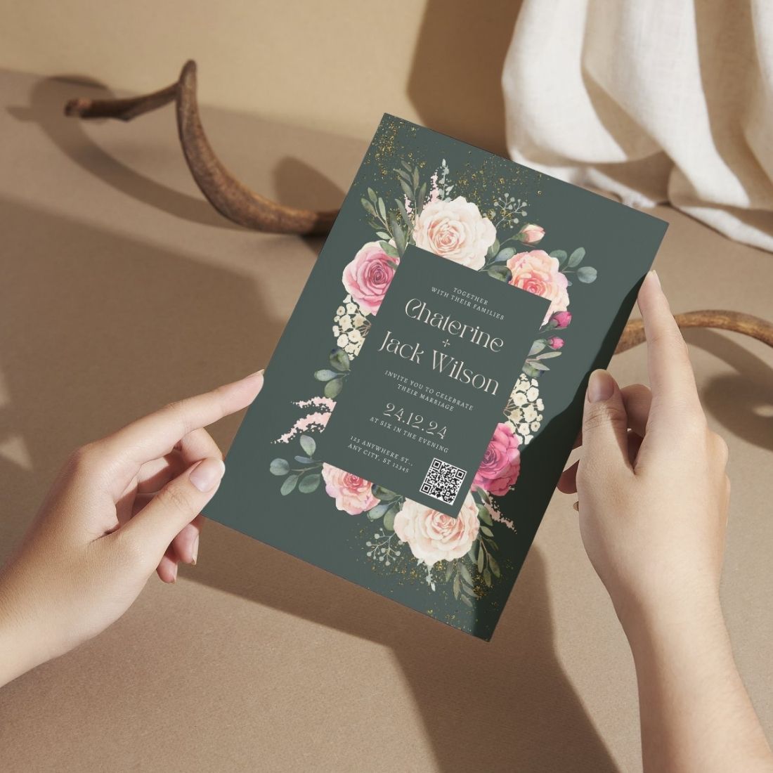 Custom Wedding Invitation Cards with Envelopes | Pack of 12 | One side Printed