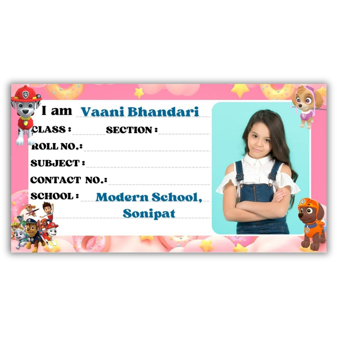 Kids Photo Name Slips Pack of 36