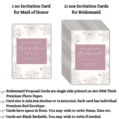 Bridesmaid Proposal Invitation Cards 5.8x8.3inch | Wedding Invite