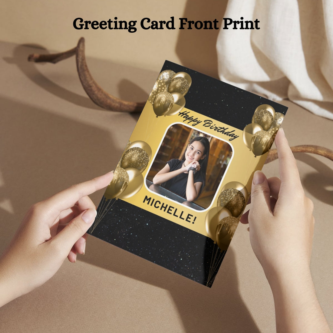 Photo Birthday Greeting Card with Inside Custom Text