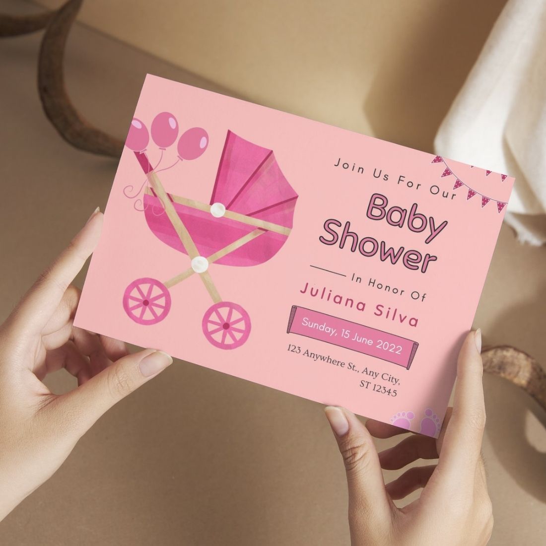 Customised Baby Shower Ceremony Invitation Cards Pack of 12 with Envelopes