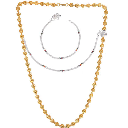 Silver Plated Anklets & 22 inch Gold Plated Chain