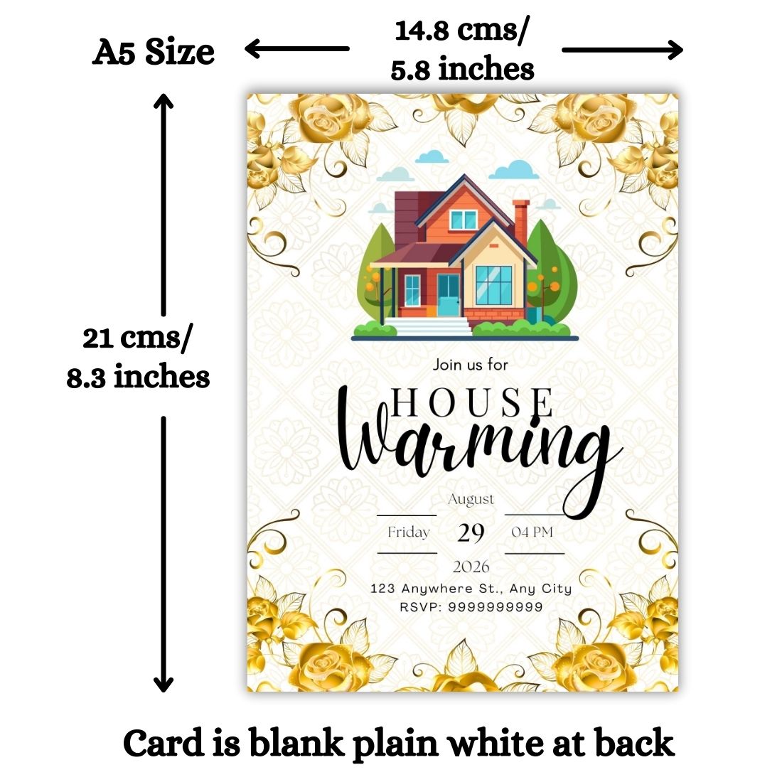 Customized Housewarming Invitation Cards, Pack of 12 Personalized 5.8x8.3 Inch with Premium Red Envelopes
