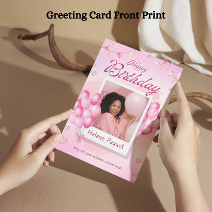 Photo Birthday Greeting Card with Inside Custom Text