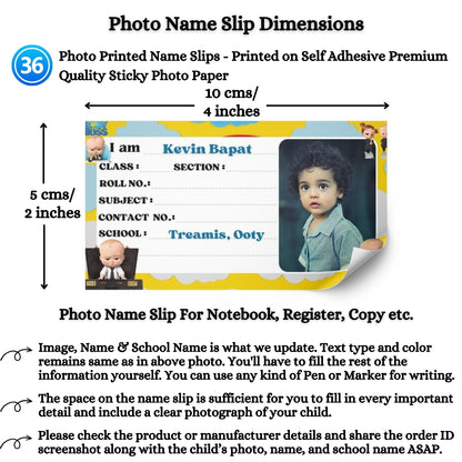 Kids Photo Name Slips Pack of 36