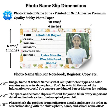 Kids Photo Name Slips Pack of 36