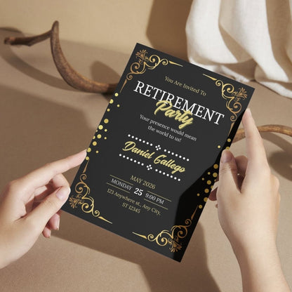 Customised Retirement Farewell Party Invitation Cards Pack of 12 with Envelopes