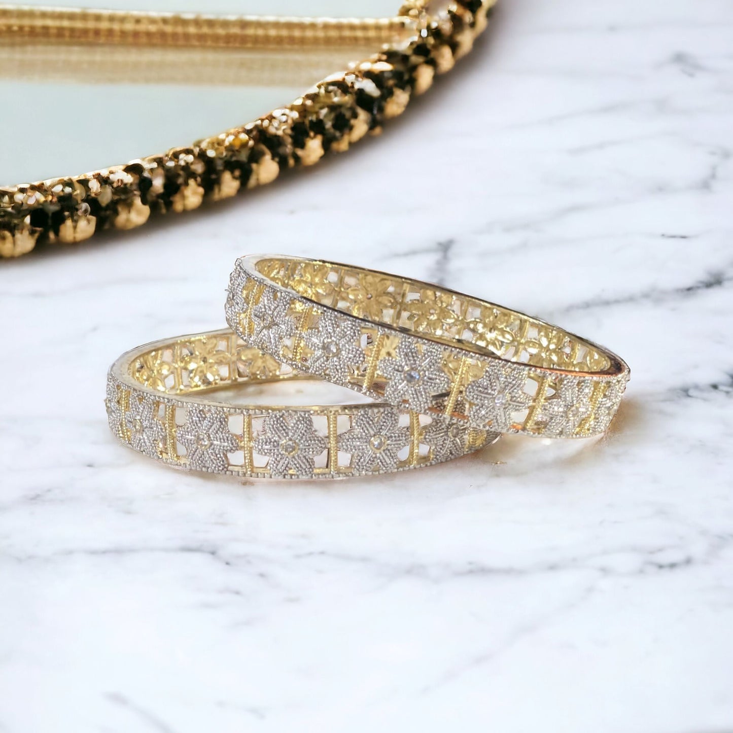 Gold Plated AD Kada Bangles Pair