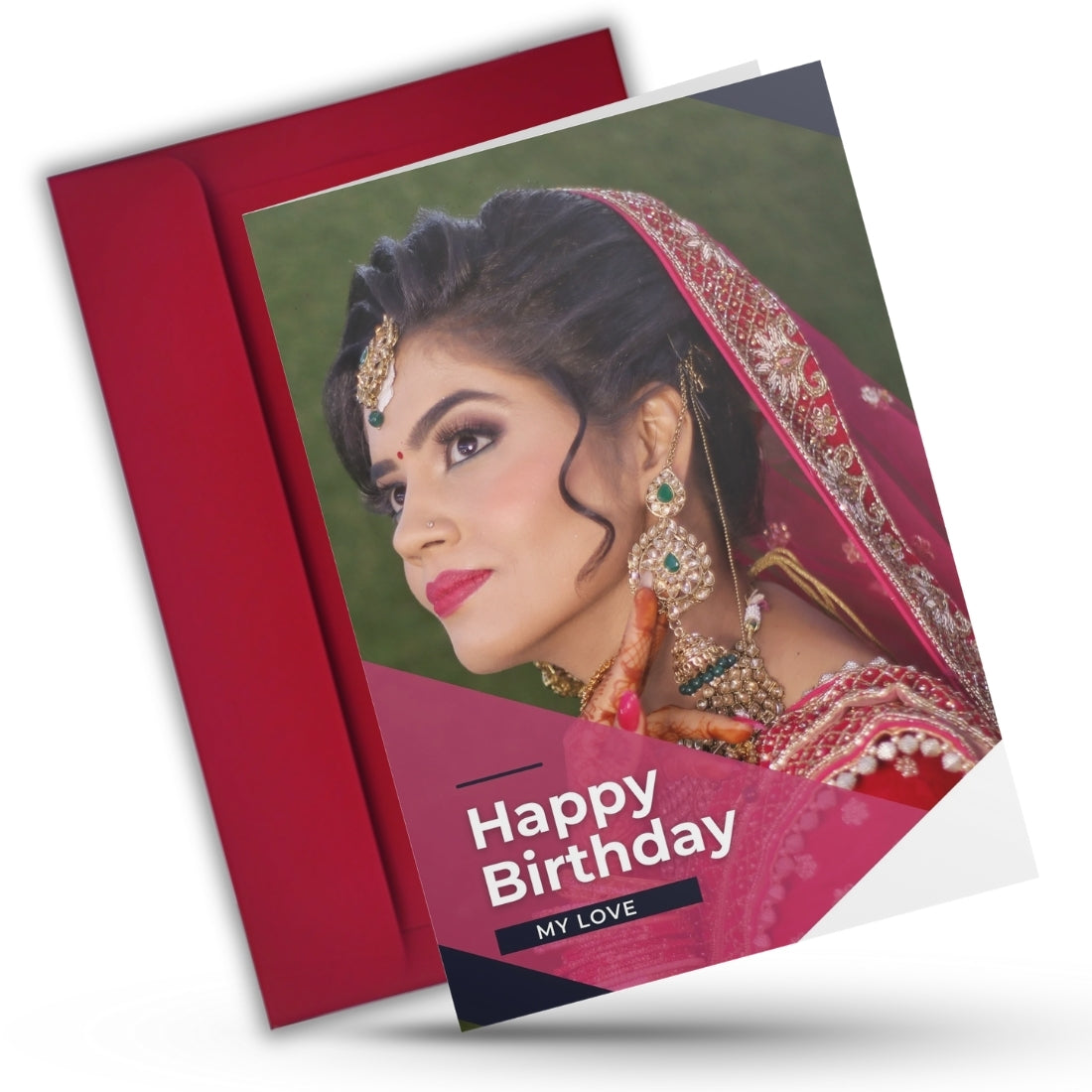 Birthday Greeting Card with Photo for Wife Girlfriend | Preprinted Inside Message
