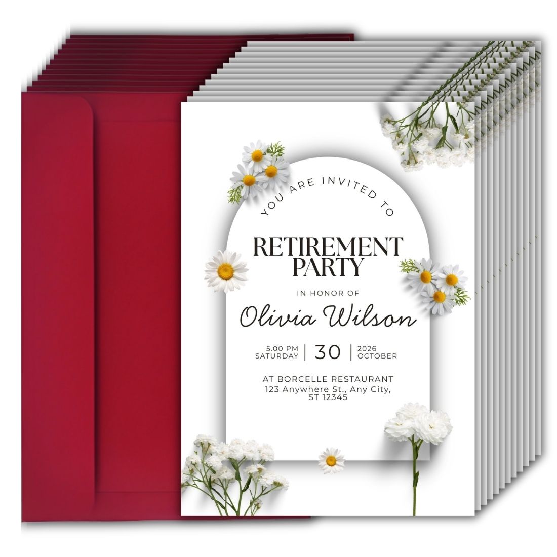 Customised Retirement Farewell Party Invitation Cards Pack of 12 with Envelopes