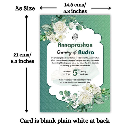 Customised Annaprashan Invitation Cards Pack of 12 , 5.8x8.3 Inch with Envelopes for Rice Ceremony
