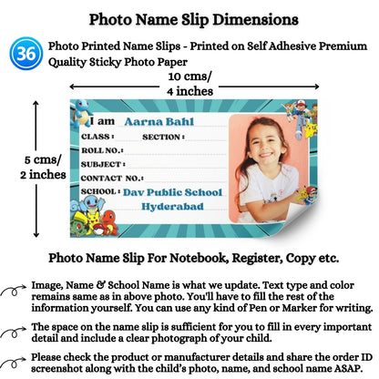 Kids Photo Name Slips Pack of 36